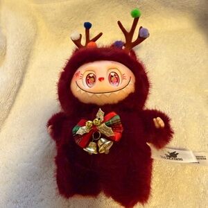 Christmas Labubu Maroon Plush keychain + free cup wrap and keychain